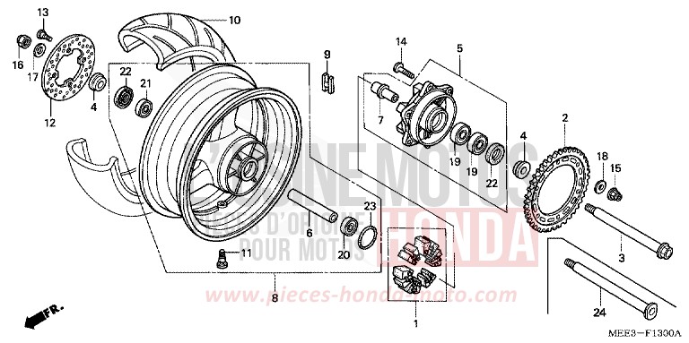 REAR WHEEL for CBR600RR GRAPHITE BLACK (NHB01E) from 2006
