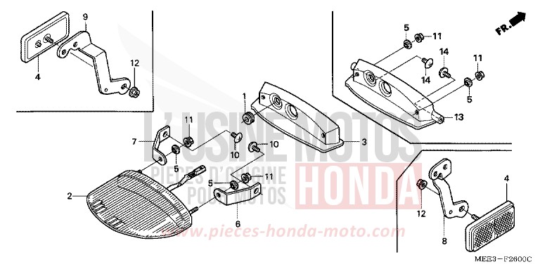 TAILLIGHT for CBR600RR GRAPHITE BLACK (NHB01E) from 2006