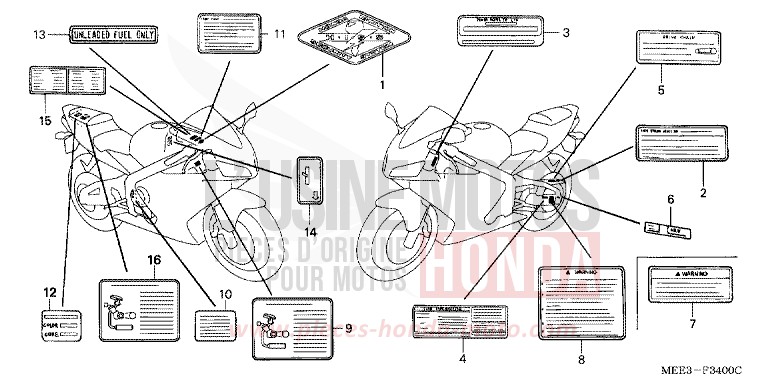 CAUTION LABEL for CBR600RR GRAPHITE BLACK (NHB01E) from 2006