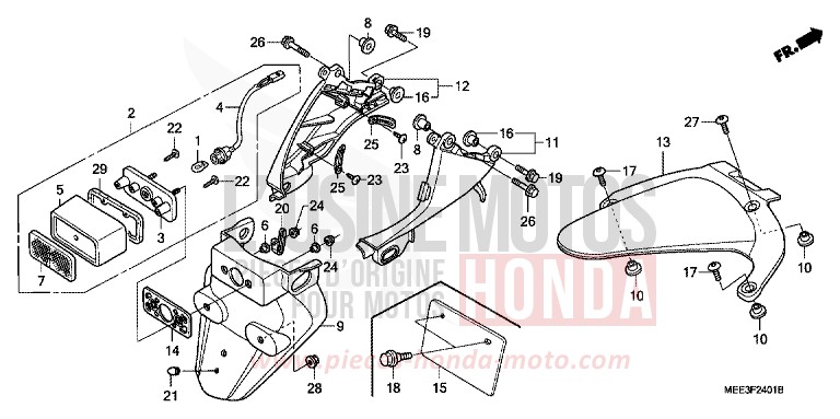 REAR FENDER (CBR600RR5/6) for CBR600RR ITALIAN RED (R157H) from 2006