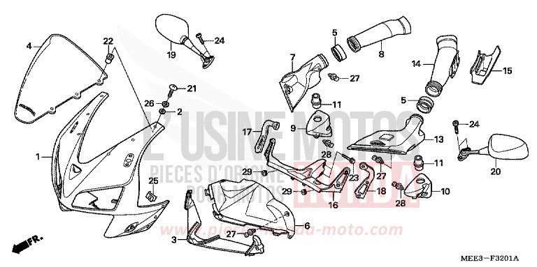 UPPER COWL (CBR600RR5/6) for CBR600RR ITALIAN RED (R157H) from 2006