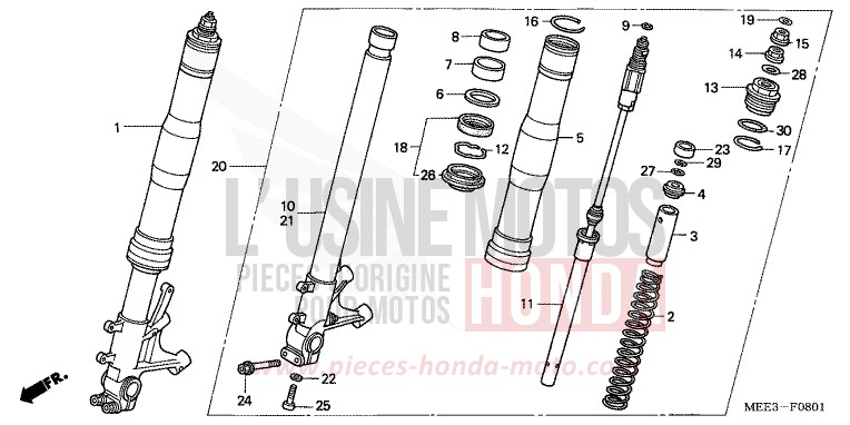 FRONT FORK (CBR600RR5/6) for CBR600RR PEARL FIRE ORANGE (YR263E) from 2006