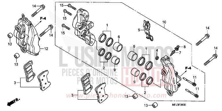FRONT BRAKE CALIPER (CBR600RR7/8) for CBR600RR GRAPHITE BLACK (NHB01) from 2007