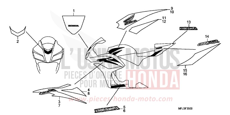 MARK/STRIPE (1) for CBR600RR GRAPHITE BLACK (NHB01) from 2007