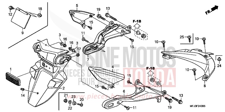 PARAFANGO POSTERIORE per CBR600RR GRAPHITE BLACK (NHB01DA) del 2008