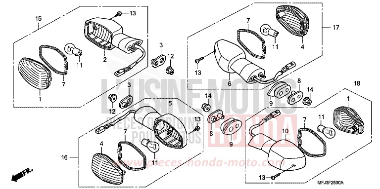 WINKER (1) for CBR600RR ITALIAN RED (R157BA) from 2008
