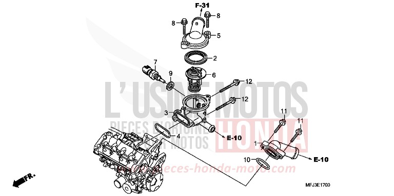 THERMOSTAT for CBR600RR PEARL SUNBEAM WHITE (NHA66GB) from 2008