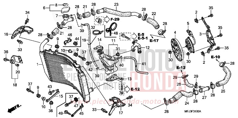 RADIATOR for CBR600RR PEARL SUNBEAM WHITE (NHA66GB) from 2008