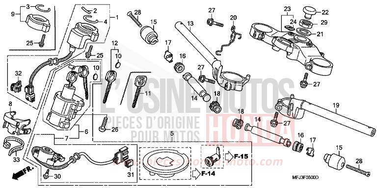 HANDLE PIPE/TOP BRIDGE for CBR600RR GRAPHITE BLACK (NHB01KB) from 2009