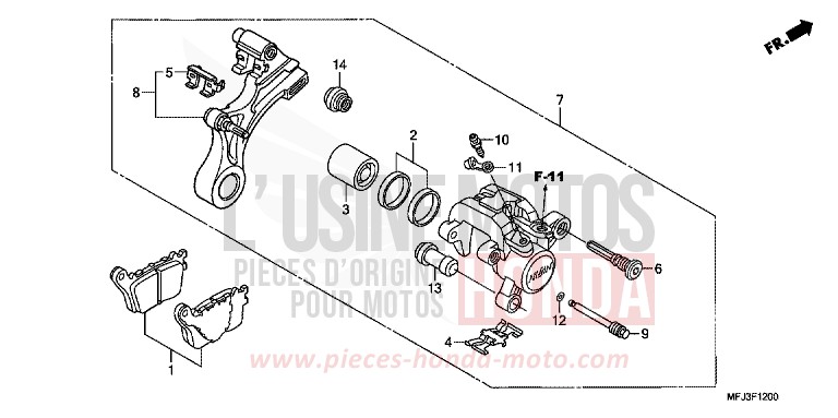 REAR BRAKE CALIPER (CBR600RR) for CBR600RR PEARL SUNBEAM WHITE (NHA66) from 2009