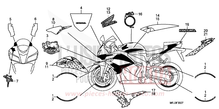 MARK/STRIPE (8) for CBR600RR PEARL SUNBEAM WHITE (NHA66) from 2009