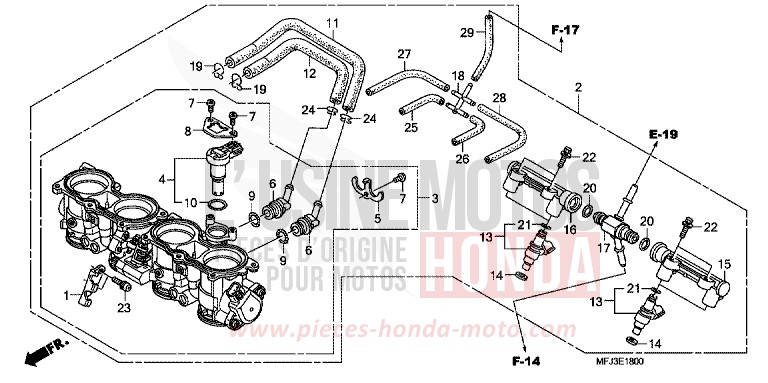 THROTTLE BODY for CBR600RR PEARL SUNBEAM WHITE (NHA66KB) from 2009