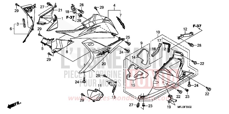 LOWER COWL (L.) (CBR600RR9,A,B/RA9,A,B) for CBR600RR PEARL SUNBEAM WHITE (NHA66KB) from 2009