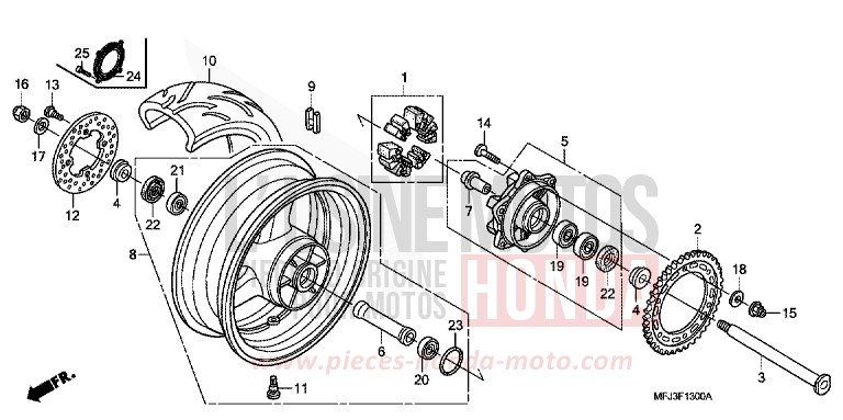 REAR WHEEL for CBR600RR GRAPHITE BLACK (NHB01) from 2010