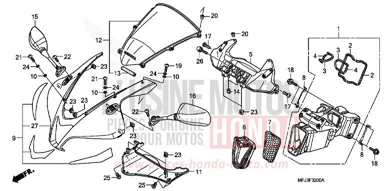 UPPER COWL for CBR600RR PEARL SUNBEAM WHITE (NHA66B) from 2010