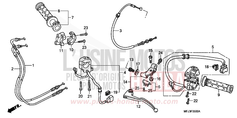 HANDLE LEVER/SWITCH/CABLE for CBR600RR PEARL SUNBEAM WHITE (NHA66H) from 2010