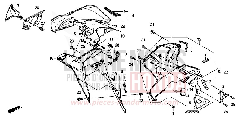 LOWER COWL (R.) (CBR600RR9,A,B/RA9,A,B) for CBR600RR PEARL SUNBEAM WHITE (NHA66H) from 2010