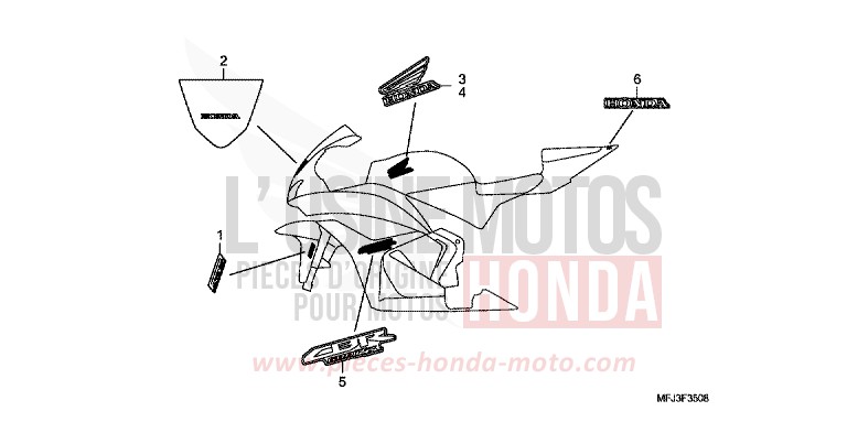 MARK/STRIPE (9) for CBR600RR PEARL SUNBEAM WHITE (NHA66H) from 2010