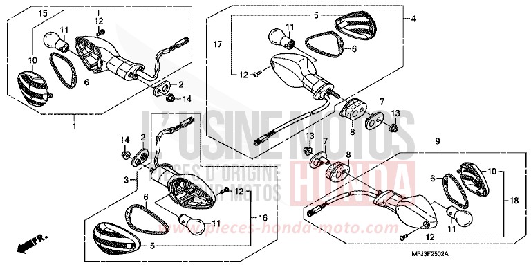 FRECCIA (3) per CBR600RR ROSS WHITE (NH196) del 2011