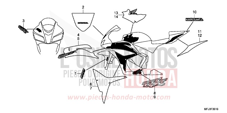 MARK/STRIPE (11) for CBR600RR PRECIOUS GRAY METALLIC (NH406) from 2011