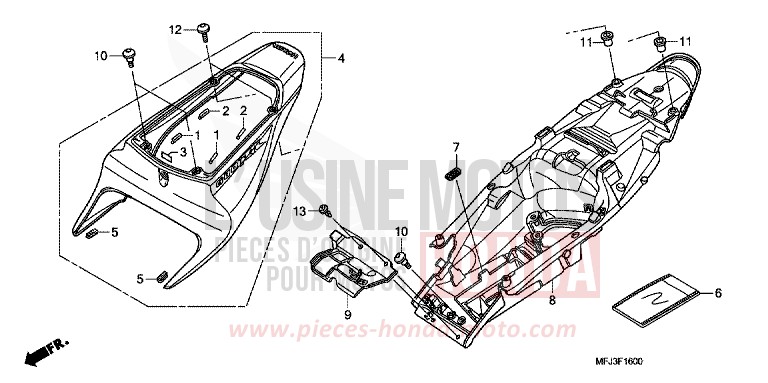 REAR COWL for CBR600RR GRAPHITE BLACK (NHB01) from 2011