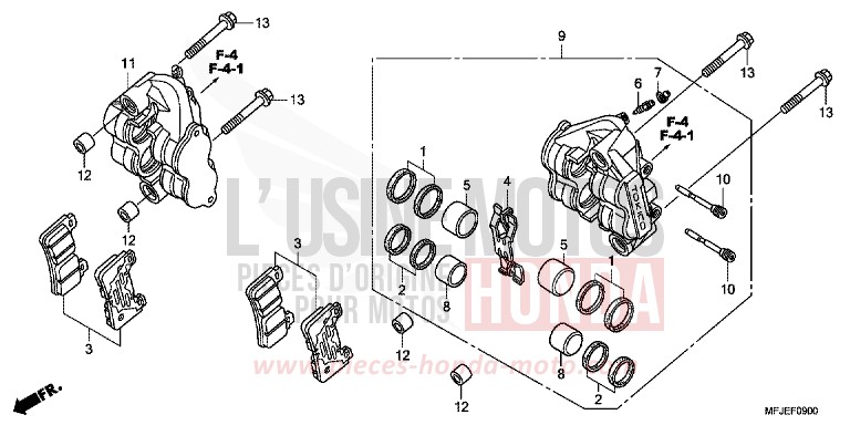 FRONT BRAKE CALIPER for CBR600RR VICTORY RED (R334) from 2012