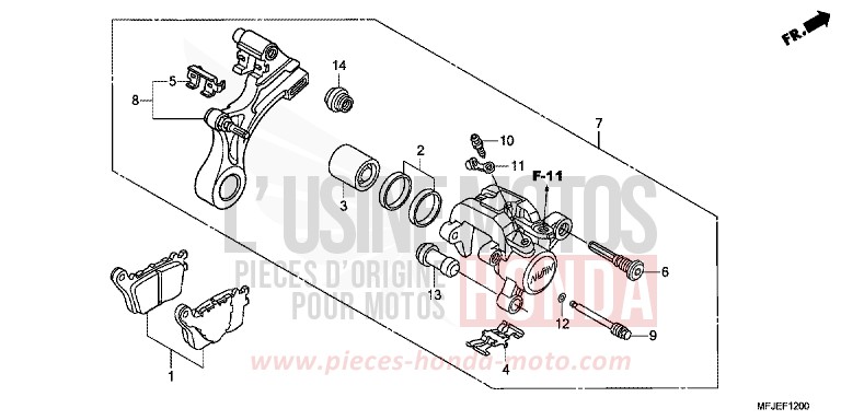 REAR BRAKE CALIPER (CBR600RR) for CBR600RR VICTORY RED (R334) from 2012