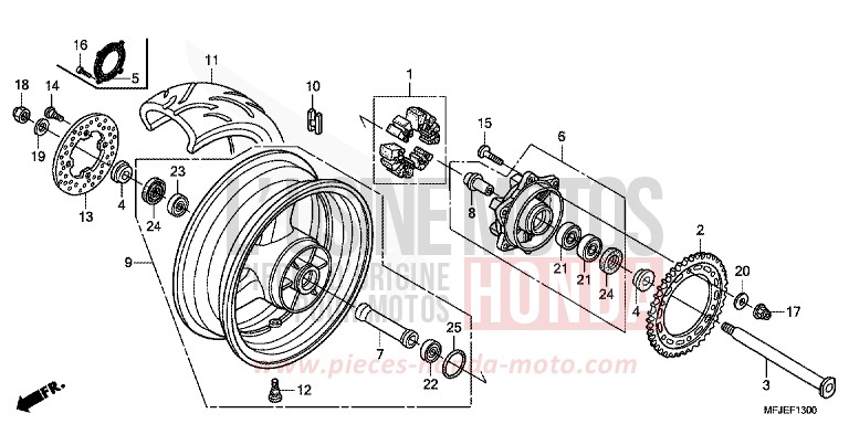 REAR WHEEL for CBR600RR VICTORY RED (R334) from 2012