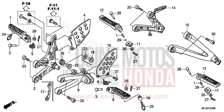 PEDANA per CBR600RR VICTORY RED (R334) del 2012