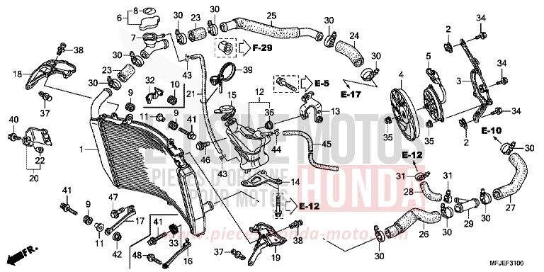RADIATORE per CBR600RR VICTORY RED (R334) del 2012