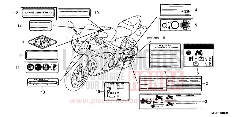 CAUTION LABEL for CBR600RR VICTORY RED (R334) from 2012