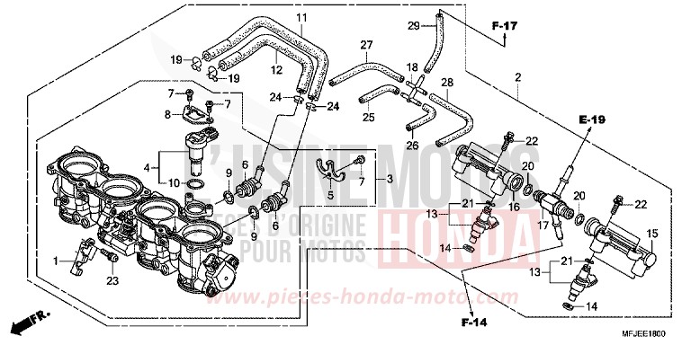 THROTTLE BODY for CBR600RR GRAPHITE BLACK (NHB01) from 2012
