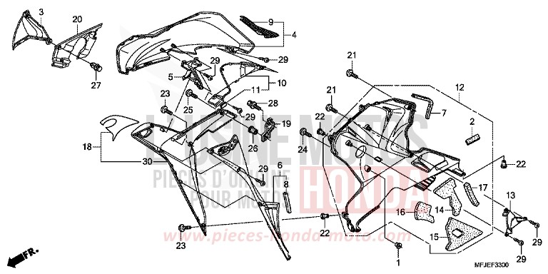 LOWER COWL (R.) for CBR600RR GRAPHITE BLACK (NHB01) from 2012