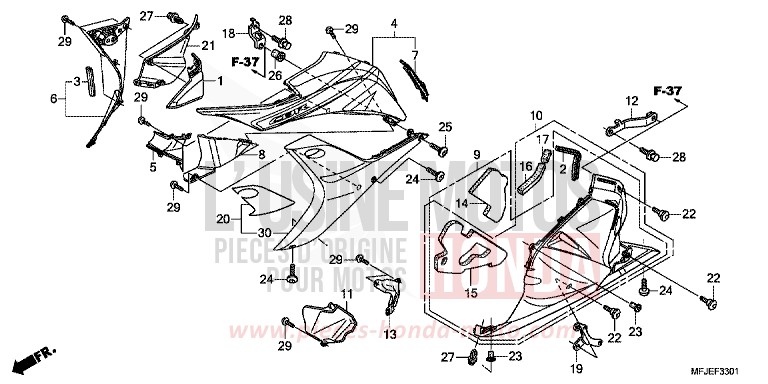 LOWER COWL (L.) for CBR600RR GRAPHITE BLACK (NHB01) from 2012