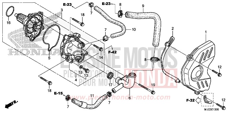 WATER PUMP for CBR600RR ROSS WHITE (NH196) from 2013