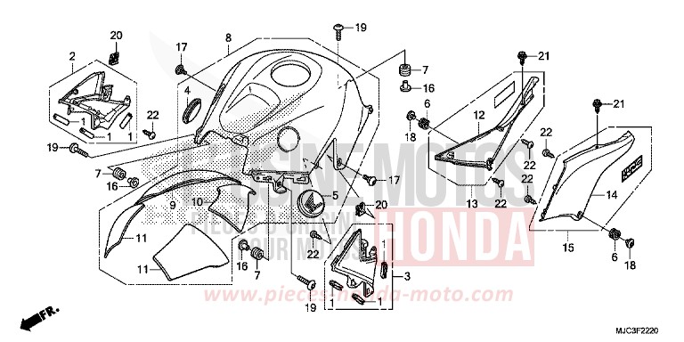 TOP SHELTER for CBR600RR ROSS WHITE (NH196) from 2013