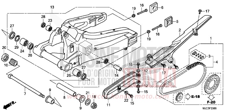 SWINGARM for CBR600RR ROSS WHITE (NH196) from 2013