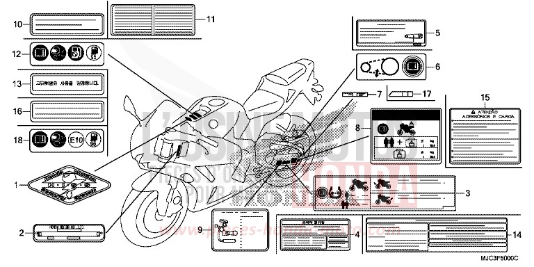 CAUTION LABEL for CBR600RR ROSS WHITE (NH196) from 2013