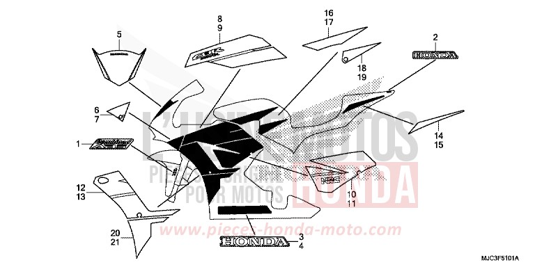 MARCA/STRISCIA (2) per CBR600RR ROSS WHITE (NH196) del 2013