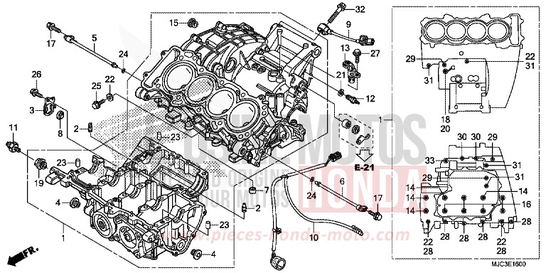 CRANKCASE for CBR600RR VIBRANT ORANGE (YR250) from 2013