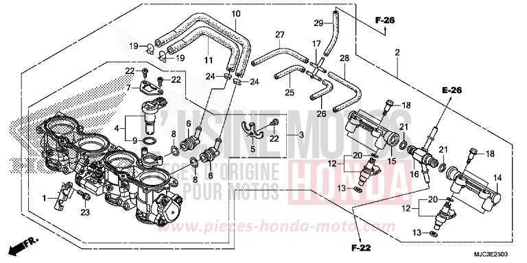 THROTTLE BODY for CBR600RR VIBRANT ORANGE (YR250) from 2013