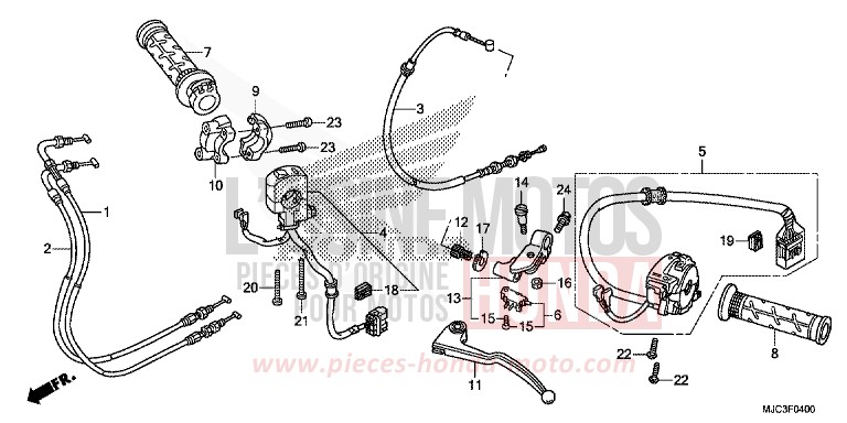 HANDLE LEVER/SWITCH/CABLE for CBR600RR VIBRANT ORANGE (YR250) from 2013