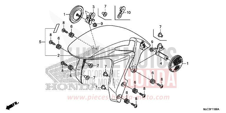 PARAFANGO ANTERIORE per CBR600RR VIBRANT ORANGE (YR250) del 2013