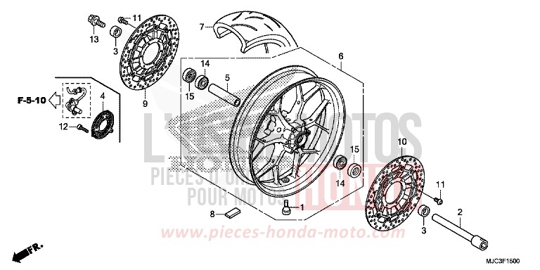 FRONT WHEEL for CBR600RR VIBRANT ORANGE (YR250) from 2013