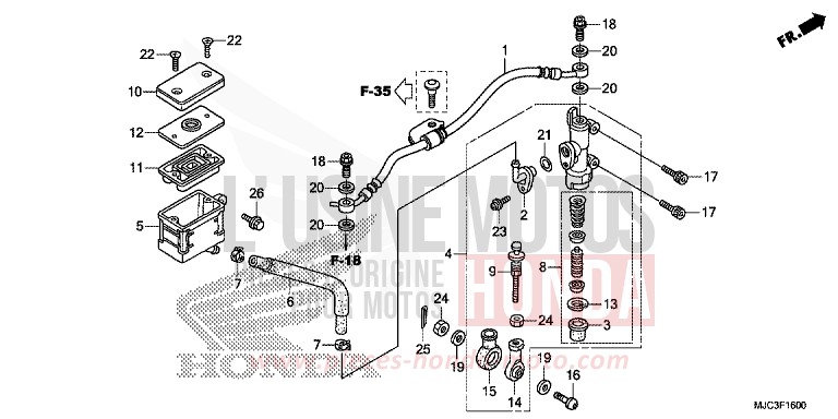 REAR BRAKE MASTER CYLINDER (CBR600RR) for CBR600RR VIBRANT ORANGE (YR250) from 2013