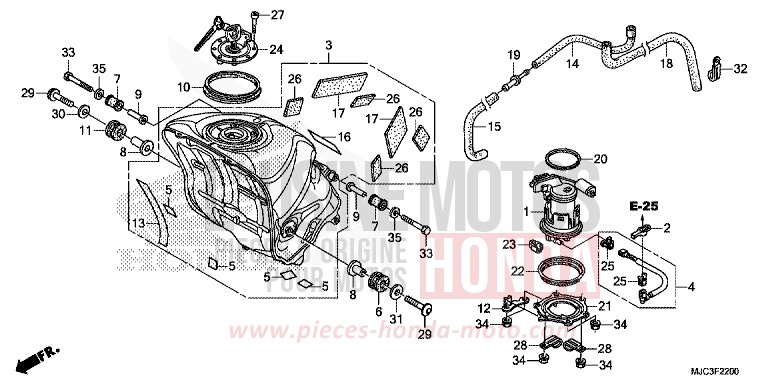 FUEL TANK/FUEL PUMP for CBR600RR VIBRANT ORANGE (YR250) from 2013