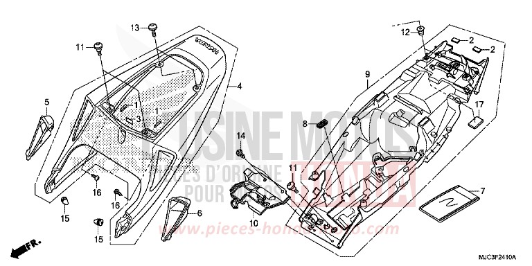 SEAT COWL for CBR600RR VIBRANT ORANGE (YR250) from 2013