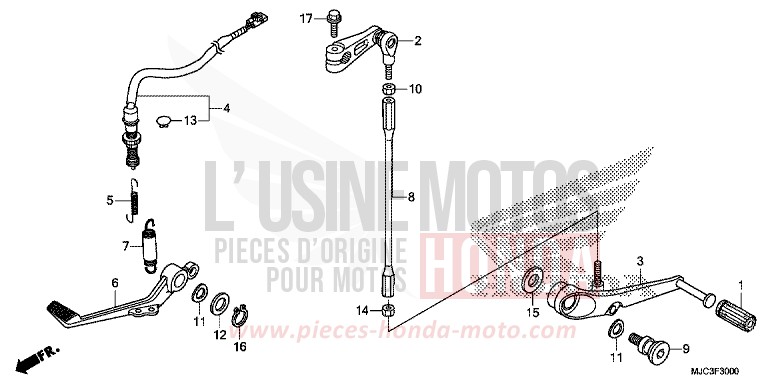 BRAKE PEDAL/CHANGE PEDAL for CBR600RR VIBRANT ORANGE (YR250) from 2013