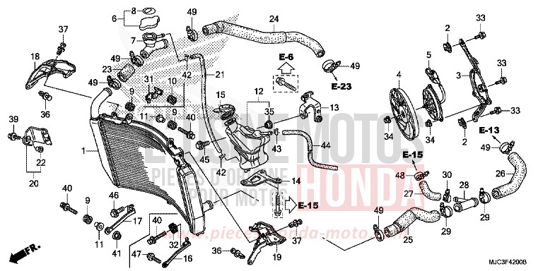 RADIATOR for CBR600RR VIBRANT ORANGE (YR250) from 2013