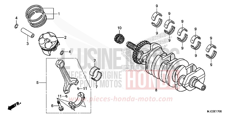 CRANKSHAFT/PISTON for CBR600RR GRAPHITE BLACK (NHB01) from 2013